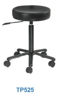 Taburete a gas, base pintada negra, con 5 ruedas Taburete a gas, base pintada negra, con 5 ruedas